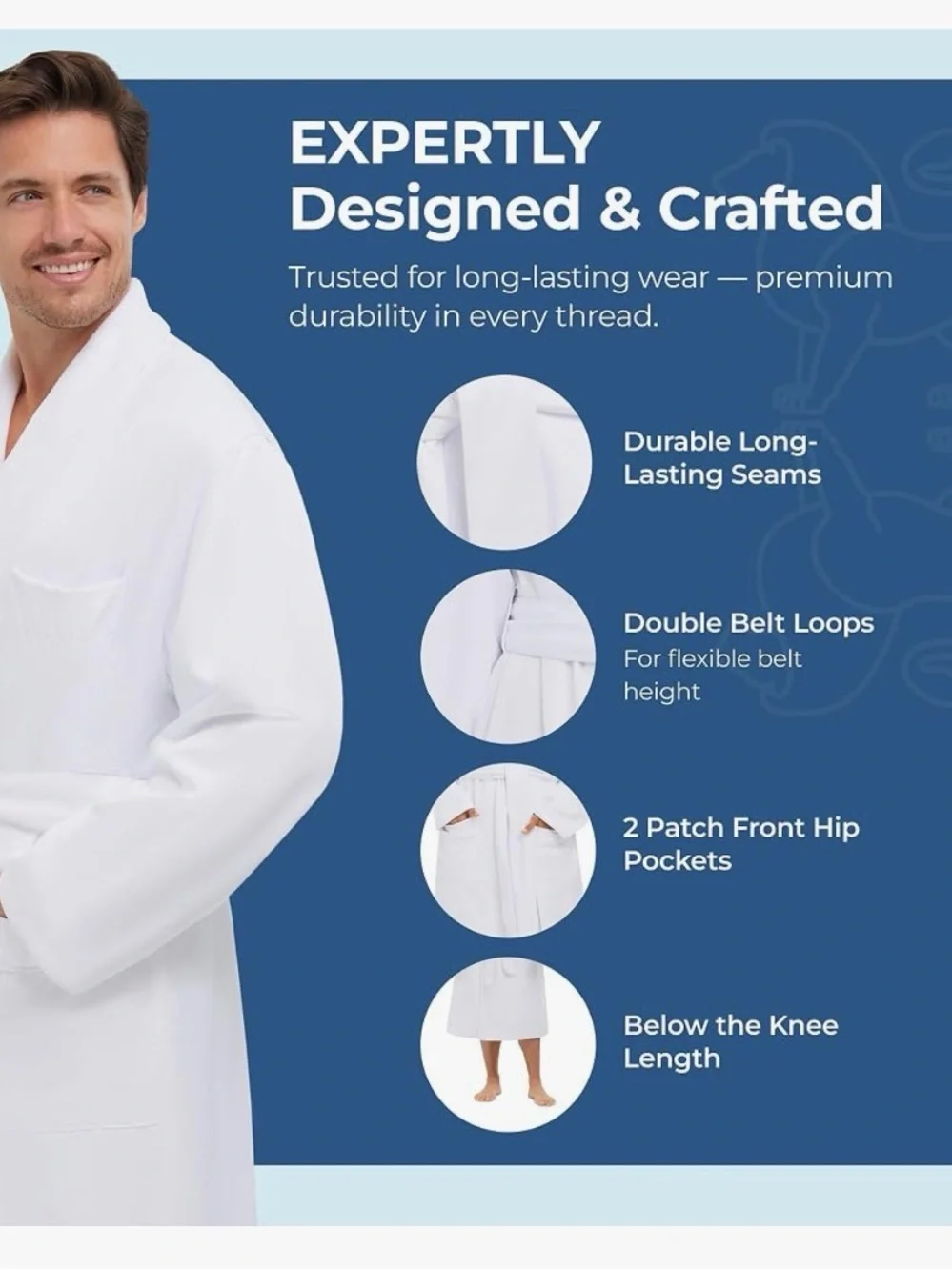 Monarch Unisex Classic Shawl Collar Bath Robe in Ecru
